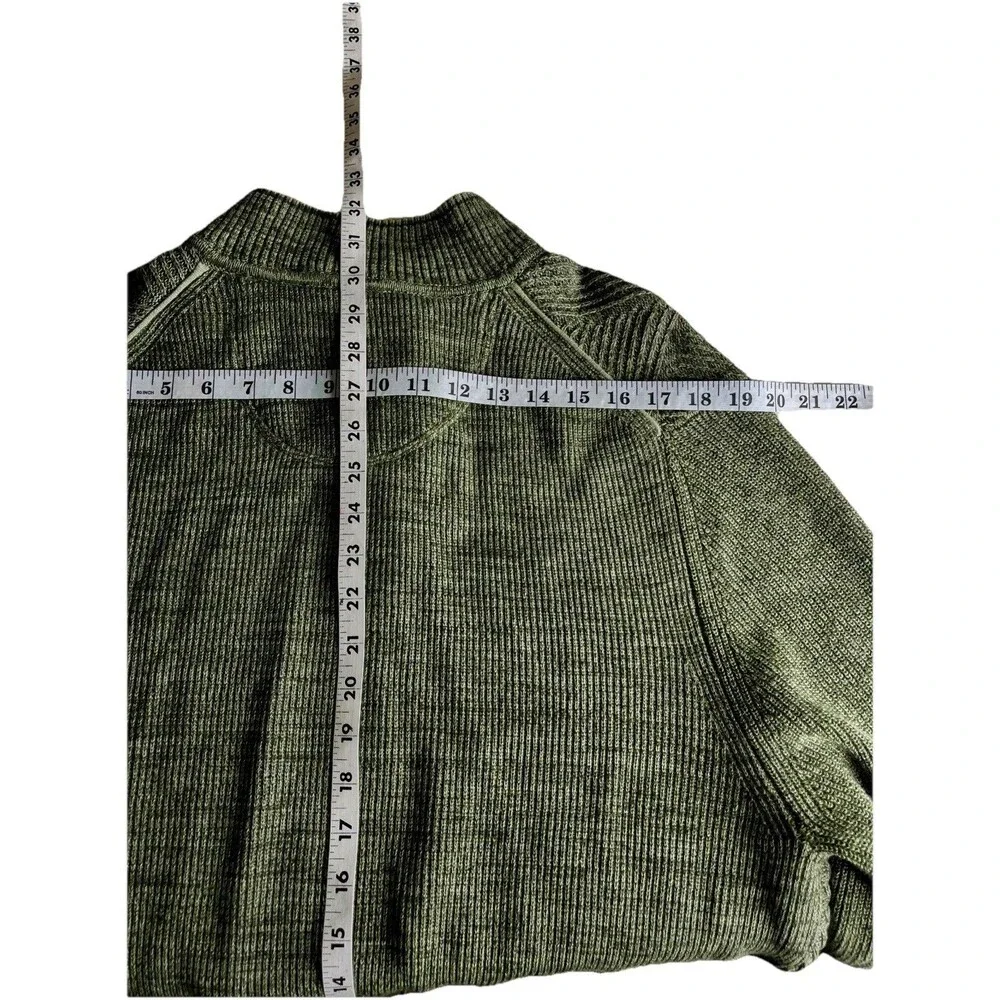 Tommy Bahama Sweater Mens XL Green Long Sleeve 1/4 Zip Pima Cotton Light Weight